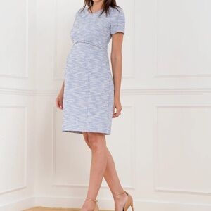 Seraphine Maternity Tweed Blue Dress
